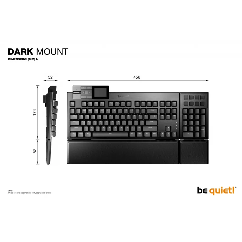 be quiet! Dark Mount Silent Linear FR ISO klaviatūra, mechaninė, USB, AZERTY, juoda, žaidimams
