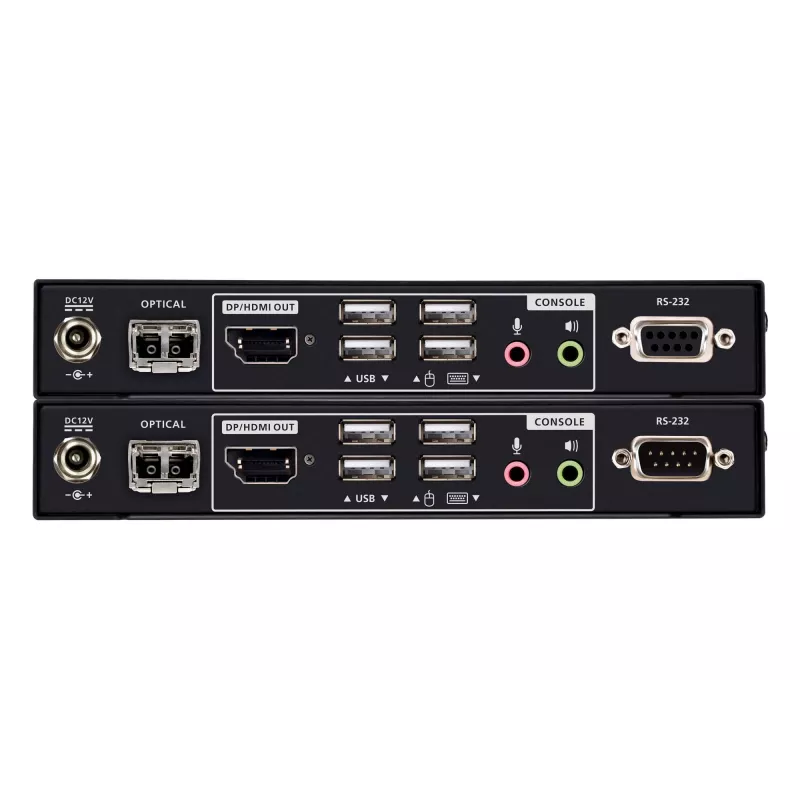KVM prailgintuvas ATEN True 4K DP/HDMI Optinis KVM 300m – Siųstuvas ir imtuvas, DisplayPort/HDMI, USB, 300 m