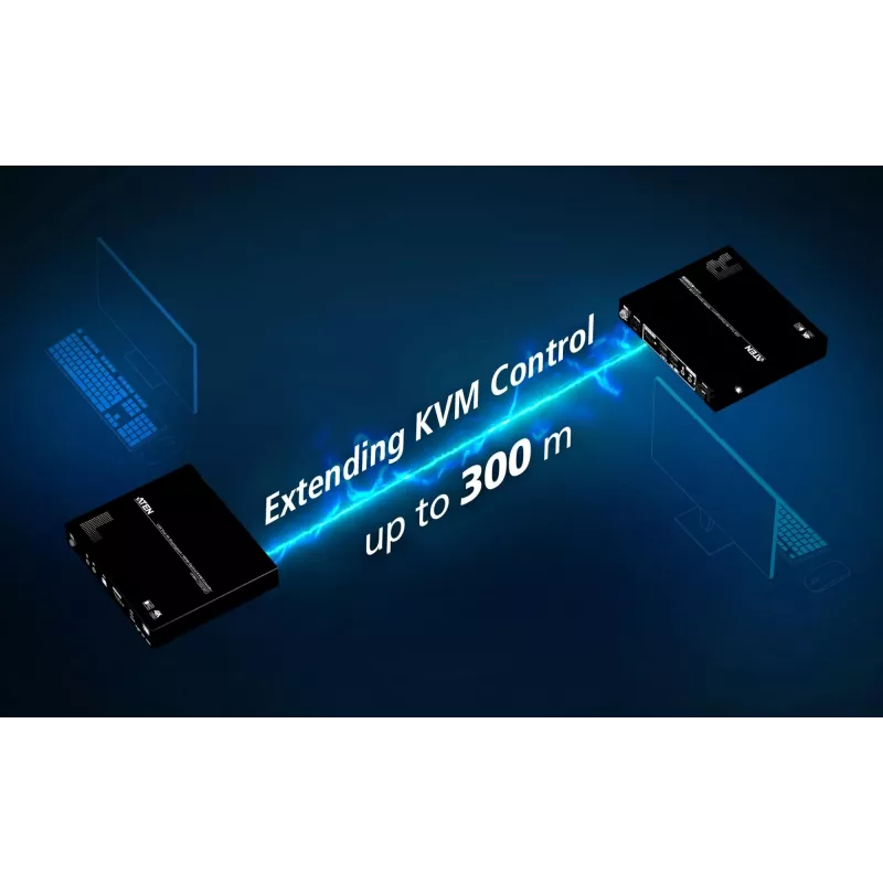 KVM prailgintuvas ATEN True 4K DP/HDMI Optinis KVM 300m – Siųstuvas ir imtuvas, DisplayPort/HDMI, USB, 300 m