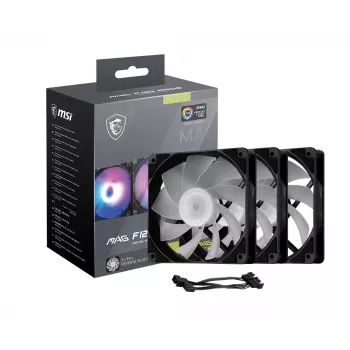 Kompiuterio korpuso ventiliatorius MSI MAG F120 ARGB x3 — 120 mm, 1300 RPM, hidraulinis guolis, juodas