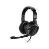 MSI IMMERSE GH30 V2 žaidimų ausinės 'Juodos su ikoniniu drakono logotipu, laidinės su nuotolinio valdymo pulteliu ir skirstytuvu, 40 mm tvarkyklės, nuimamas mikrofonas, lengvai sulankstomas dizainas'