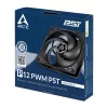 ARCTIC P12 PWM PST (Juoda/Juoda) slėgiui optimizuotas 120 mm ventiliatorius su PWM PST