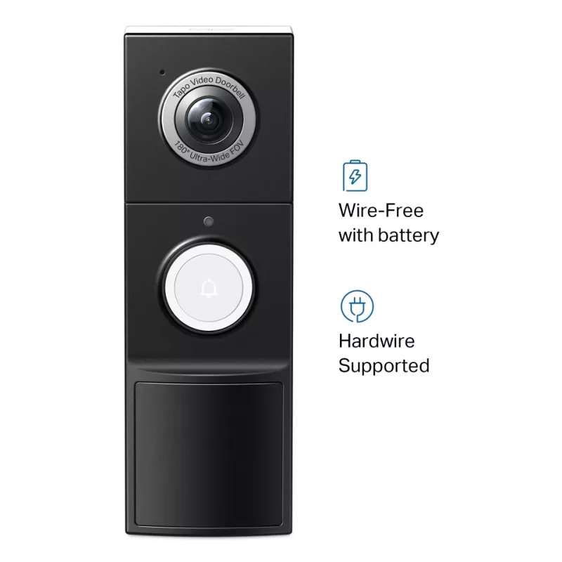 TP-Link Tapo vaizdo durų skambutis D235 + D100C, 2K 5MP, 180° DFOV, IP66, belaidis