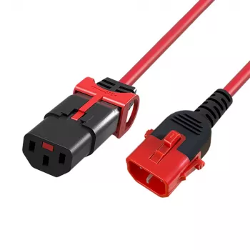 ACT maitinimo kabelis C13 IEC Lock+ - C14 IEC Lock Dual Locking raudonas 2 m, PC3615