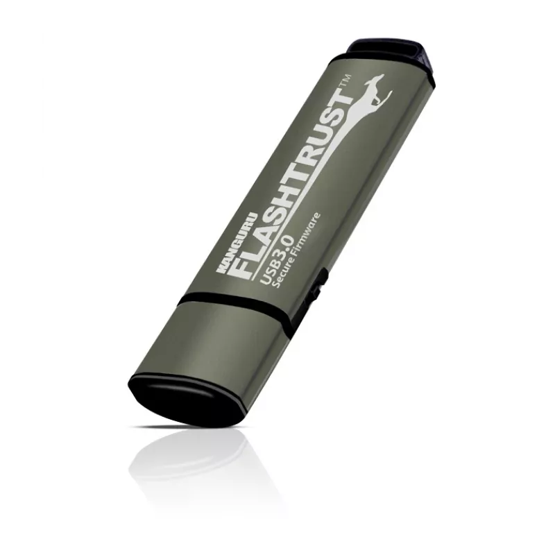 Kanguru FlashTrust™ USB 3.0 16 GB | Saugus USB atmintukas | Apsaugota programinė įranga | Fizinis rašymo apsaugos jungiklis | Apsauga nuo BadUSB | Atitinka NIST reikalavimus