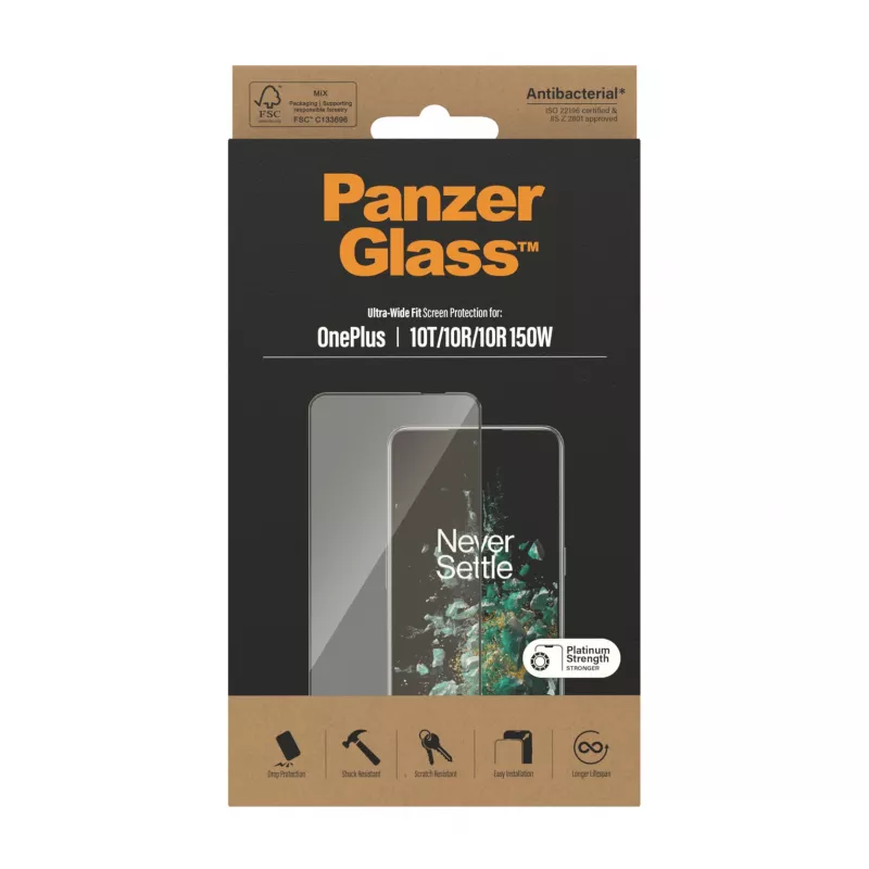 PanzerGlass ® Apsauginis stiklas OnePlus 10T | 10R | 10R | 150W | Ultra-Wide Fit | Juodas