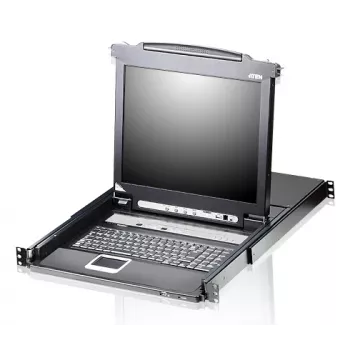 ATEN CL5708N stelažinė konsolė 48,3 cm (19 colių) 1280 x 1024 pikseliai Metalinis, Plastikinis Juoda 1U