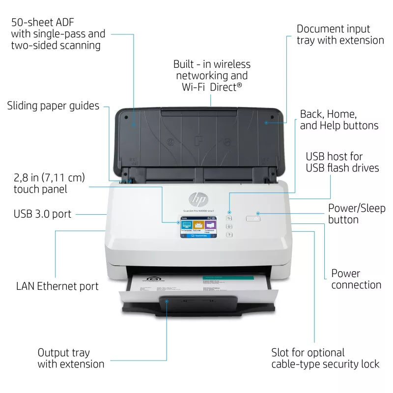 HP ScanJet Pro N4000 snw1 lakštinis skaitytuvas 600 x 600 DPI
