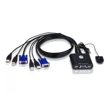 ATEN CS22U 2 prievadų USB VGA KVM jungiklis, 2048 x 1536 pikselių, QXGA, 0,14 W, juodas