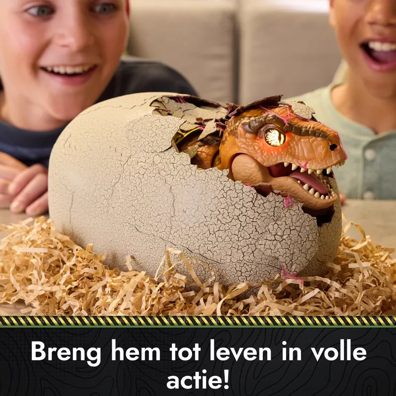 Interaktyvus žaislas dinozauras Jurassic World Primal Hatch T-Rex su kiaušiniu, 100+ garsų ir reakcijų, 5+ metai