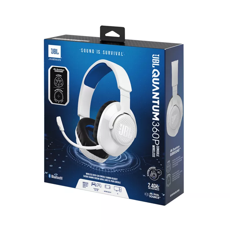 JBL Quantum 360P Belaidės ausinės žaidimams USB Type-C Bluetooth Mėlyna, Balta