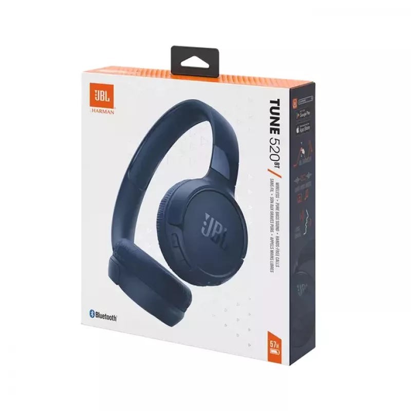 JBL Tune 520BT ausinės belaidės ant galvos skambučiams/muzikai USB Type-C Bluetooth mėlynos