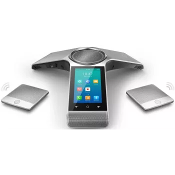 IP konferencinis telefonas Yealink CP960 — sidabrinis, mygtukai ir lietiminis valdymas, Micro-USB B ir USB-A, 338×338×74 mm