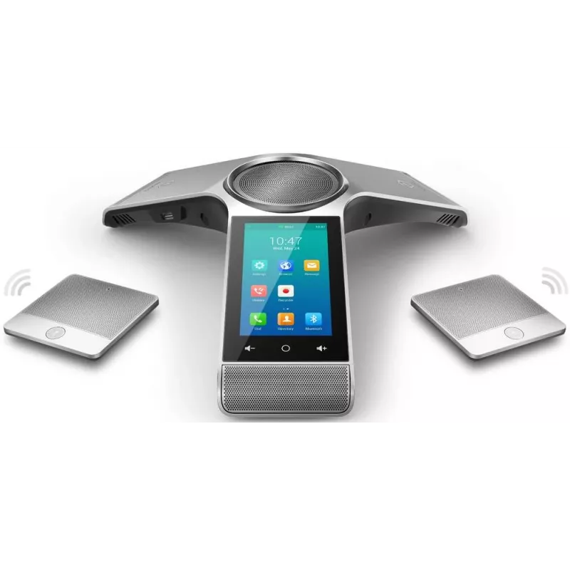 IP konferencinis telefonas Yealink CP960 — sidabrinis, mygtukai ir lietiminis valdymas, Micro-USB B ir USB-A, 338×338×74 mm