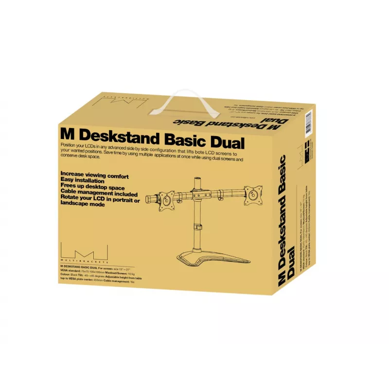 Multibrackets M Deskstand Basic Dual, laisvai pastatomas, 16 kg, 38,1 cm (15 col.), 68,6 cm (27 col.), 100 x 100 mm, juodas