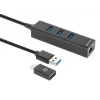 Manhattan USB-C & USB-A jungtis / šakotuvas, 4 prievadai: Ethernet ir 3x USB-A, 5 Gbps (USB 3.2 Gen1), maitinamas iš USB