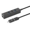 Manhattan USB-C & USB-A jungtis / šakotuvas, 4 prievadai: Ethernet ir 3x USB-A, 5 Gbps (USB 3.2 Gen1), maitinamas iš USB