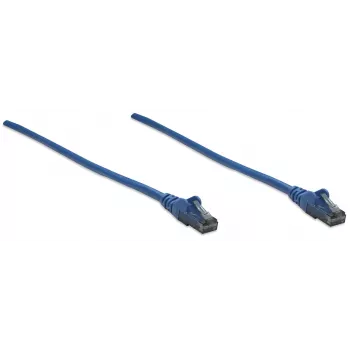 Intellinet tinklo jungiamasis laidas, Cat6, 10 m, mėlynas, CCA, U/UTP, PVC, RJ45, paauksuoti kontaktai, apsaugotas nuo užkliuvimo, su gaubtu, garantija visam laikui