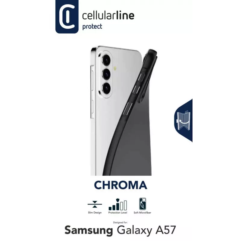 Cellularline CHROMA dėklas Samsung Galaxy A57 – spalvotas TPU dėklas su matine, švelnia liesti apdaila ir mikropluošto pamušalu