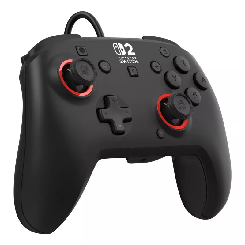Laidinis žaidimų valdiklis Turtle Beach Rematch, skirtas Nintendo Switch 2 – USB‑C, 3 m laidas, galinis mygtukas, D-padas, juoda