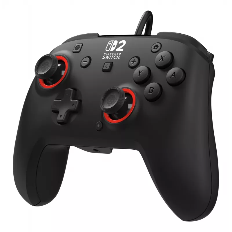 Laidinis žaidimų valdiklis Turtle Beach Rematch, skirtas Nintendo Switch 2 – USB‑C, 3 m laidas, galinis mygtukas, D-padas, juoda