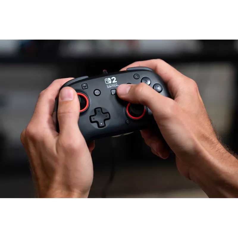 Laidinis žaidimų valdiklis Turtle Beach Rematch, skirtas Nintendo Switch 2 – USB‑C, 3 m laidas, galinis mygtukas, D-padas, juoda