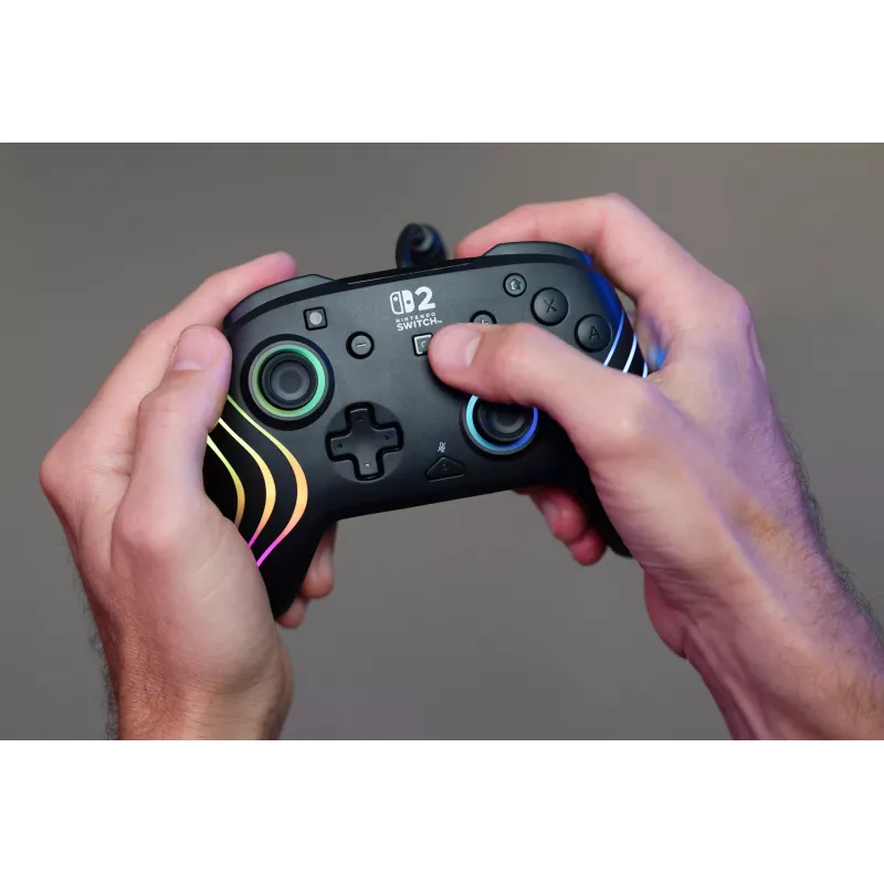 Žaidimų pultas Turtle Beach Afterglow Wave Black, laidinis RGB, USB-C, 3 m, skirta Nintendo Switch / Switch 2