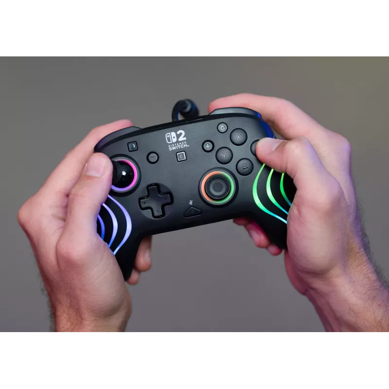 Žaidimų pultas Turtle Beach Afterglow Wave Black, laidinis RGB, USB-C, 3 m, skirta Nintendo Switch / Switch 2