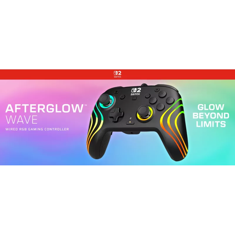 Žaidimų pultas Turtle Beach Afterglow Wave Black, laidinis RGB, USB-C, 3 m, skirta Nintendo Switch / Switch 2