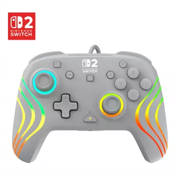 Prievadinis RGB žaidimų valdiklis Turtle Beach Afterglow Wave pilka – USB-C, 3 m laidas, skirta Nintendo Switch / Switch 2 / Switch OLED