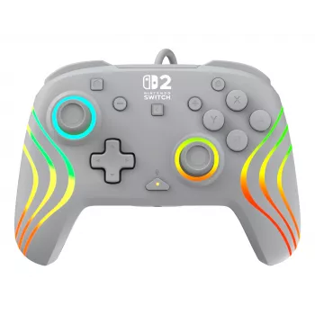 Prievadinis RGB žaidimų valdiklis Turtle Beach Afterglow Wave pilka – USB-C, 3 m laidas, skirta Nintendo Switch / Switch 2 / Switch OLED