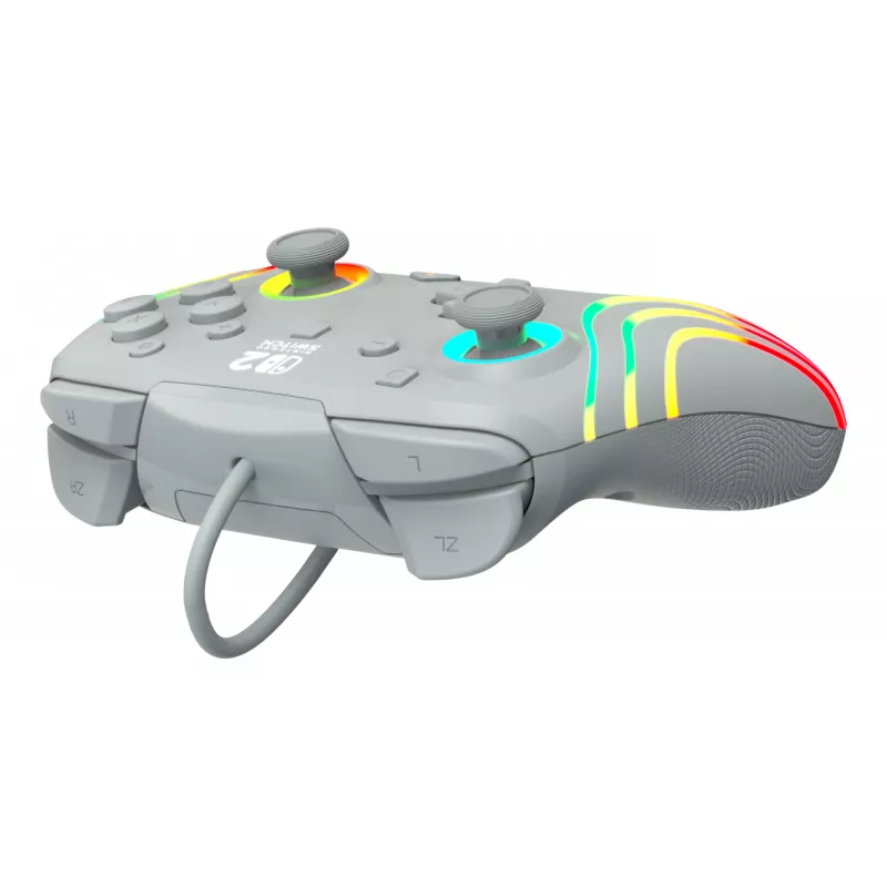 Prievadinis RGB žaidimų valdiklis Turtle Beach Afterglow Wave pilka – USB-C, 3 m laidas, skirta Nintendo Switch / Switch 2 / Switch OLED