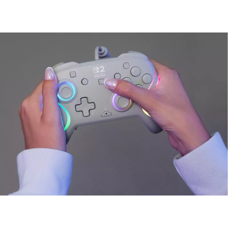 Prievadinis RGB žaidimų valdiklis Turtle Beach Afterglow Wave pilka – USB-C, 3 m laidas, skirta Nintendo Switch / Switch 2 / Switch OLED