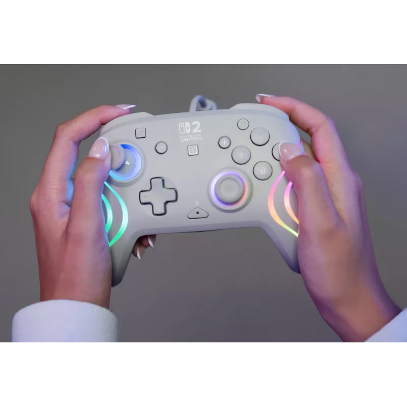 Prievadinis RGB žaidimų valdiklis Turtle Beach Afterglow Wave pilka – USB-C, 3 m laidas, skirta Nintendo Switch / Switch 2 / Switch OLED