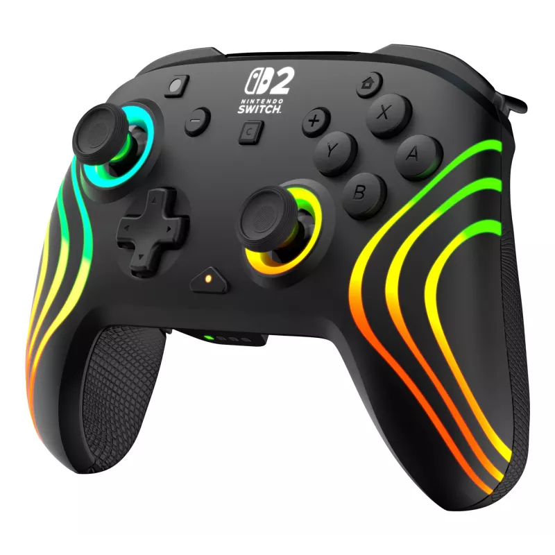 Belaidis RGB žaidimų valdiklis Turtle Beach Afterglow Wave Black, skirtas Nintendo Switch 2 – Bluetooth / USB-C, įmontuota baterija 20 h, 3 m laidas