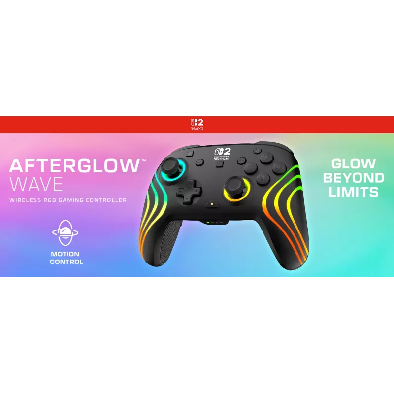 Belaidis RGB žaidimų valdiklis Turtle Beach Afterglow Wave Black, skirtas Nintendo Switch 2 – Bluetooth / USB-C, įmontuota baterija 20 h, 3 m laidas