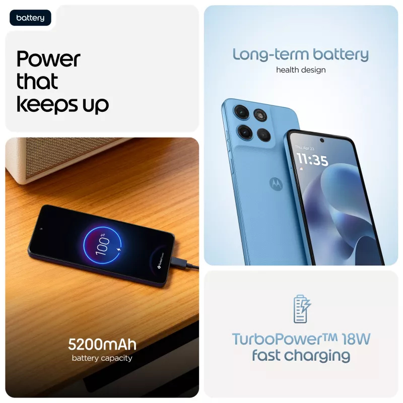 Išmanusis telefonas Motorola moto g17 17,1 cm (6,72 col.) Dual SIM Android 15 USB Type-C 8 GB 128 GB 5200 mAh Mėlyna