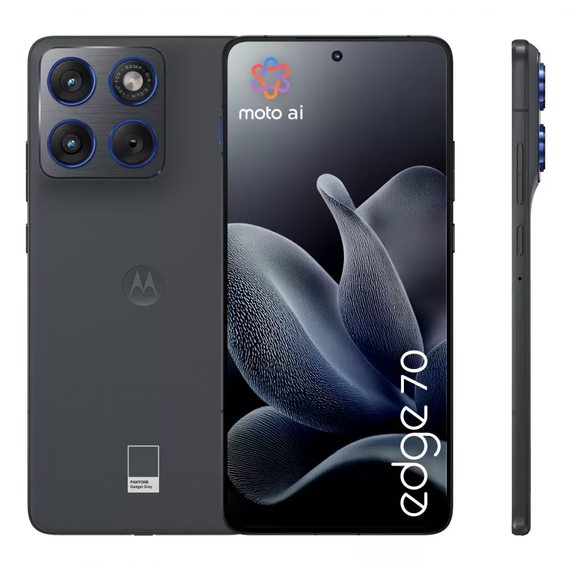 Išmanusis telefonas Motorola edge 70 – 6,7 colio (17 cm) OLED, Snapdragon 7 Gen 4, 8 GB RAM, 256 GB, Dual SIM, 5G, 4800 mAh, Pilka