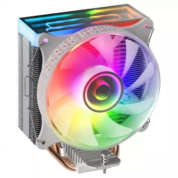 Mars Gaming MCPU-VR White CPU aušintuvas Dual Infinity Mirror ARGB 4 HCT šilumos vamzdeliai 180W TDP itin tylus PWM 12cm ventiliatorius