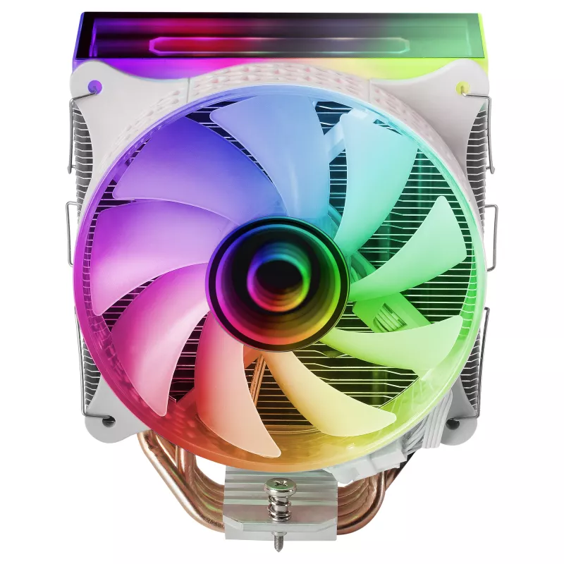 Mars Gaming MCPU-VR White CPU aušintuvas Dual Infinity Mirror ARGB 4 HCT šilumos vamzdeliai 180W TDP itin tylus PWM 12cm ventiliatorius