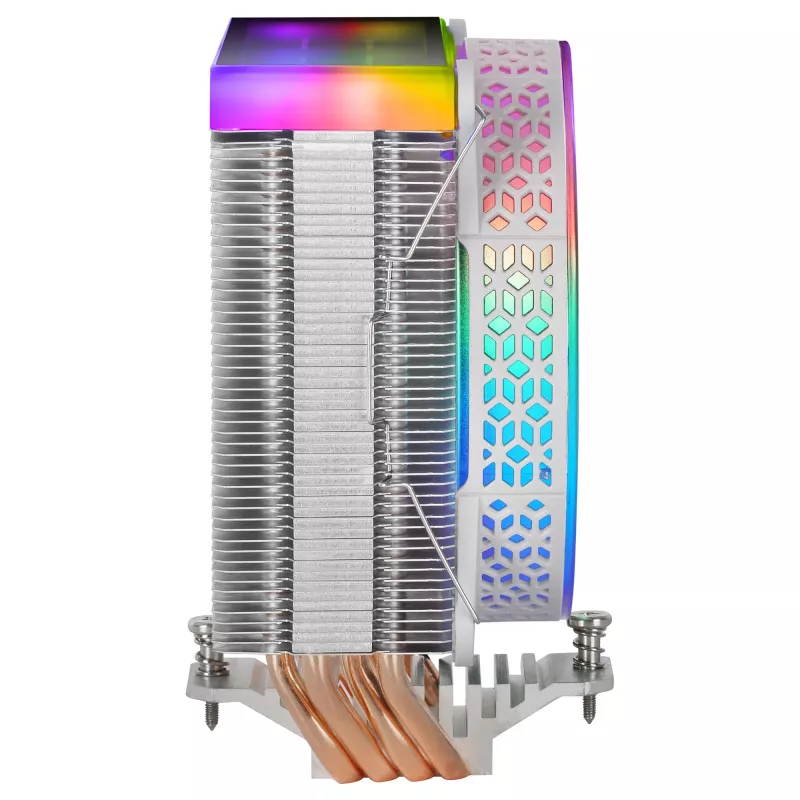 Mars Gaming MCPU-VR White CPU aušintuvas Dual Infinity Mirror ARGB 4 HCT šilumos vamzdeliai 180W TDP itin tylus PWM 12cm ventiliatorius