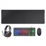 Mars Gaming 4-in-1 Gaming Combo MCP-RGB3, laidinis, USB, membraninė klaviatūra, RGB LED, juoda, pelė įtraukta