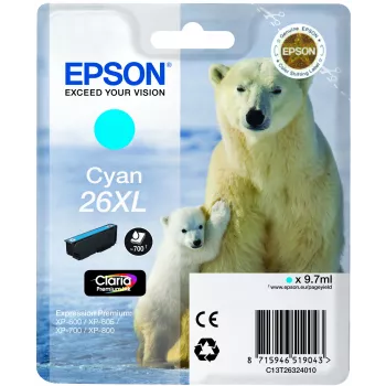 Epson 26XL Claria Premium Cyan kasetė (didelės talpos, originali)