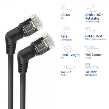 Tinklo kabelis ACT DD1901 Cat6 U/FTP (STP) 1 m RJ-45 Juodas