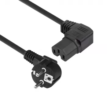 ACT maitinimo laidas CEE 7/7 kištukas (kampuotas) - C15 (kampuotas į dešinę) IEC60320 juodas 2 m