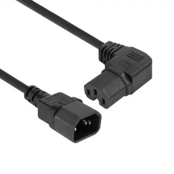 ACT maitinimo laidas C14 - C15 (kampu dešinėn) IEC60320 juodas 0,6 m
