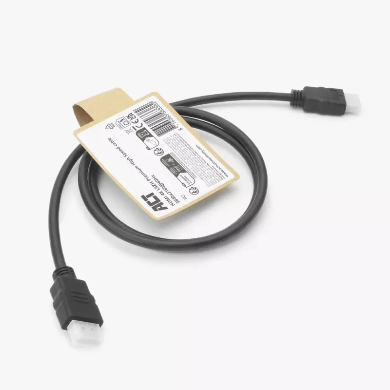 HDMI kabelis ACT AK3877 — 10 m, HDMI A tipo kištukas-kištukas, HDMI 2.0, 18 Gbit/s, ARC, paauksuoti kontaktai, juodas