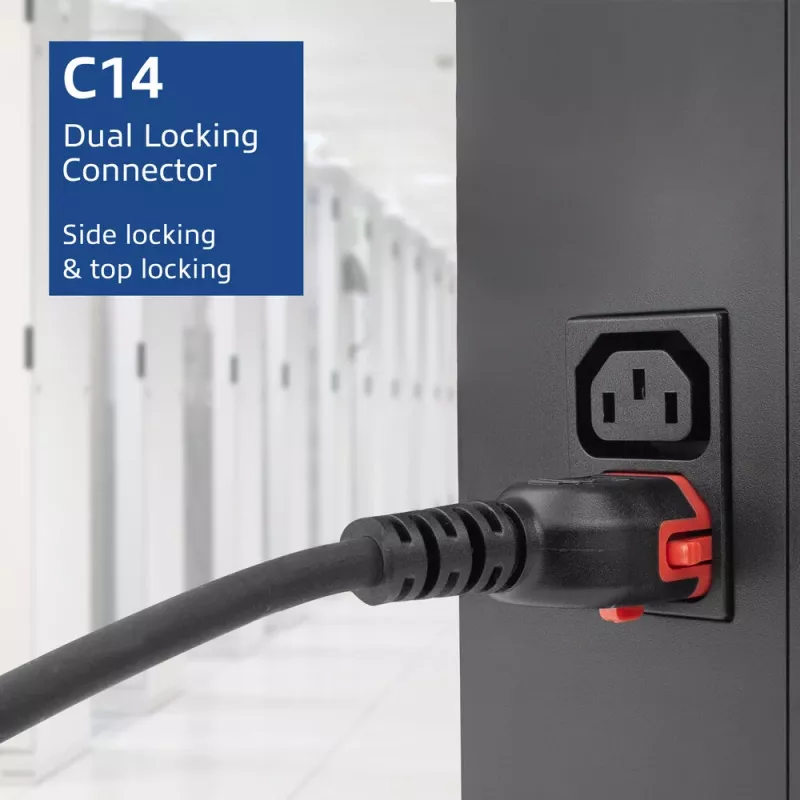 ACT maitinimo laidas C14 IEC Lock+ Dual Locking - C15 IEC Lock+ juodas 3 m, PC3876