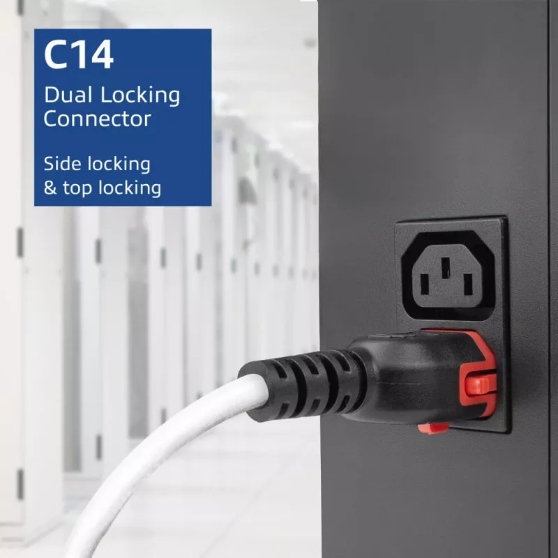 ACT maitinimo laidas C14 IEC Lock+ Dual Locking - C15 IEC Lock+ baltas 1 m, PC3871