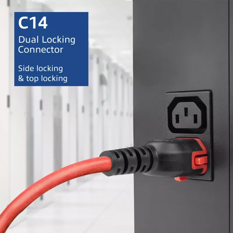 ACT maitinimo laidas C14 IEC Lock+ Dual Locking - C15 IEC Lock+ raudonas 1 m, PC3869